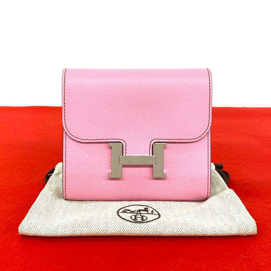 Hermes Constance Compact Veau Epsom Bifold Wallet Mini Pink