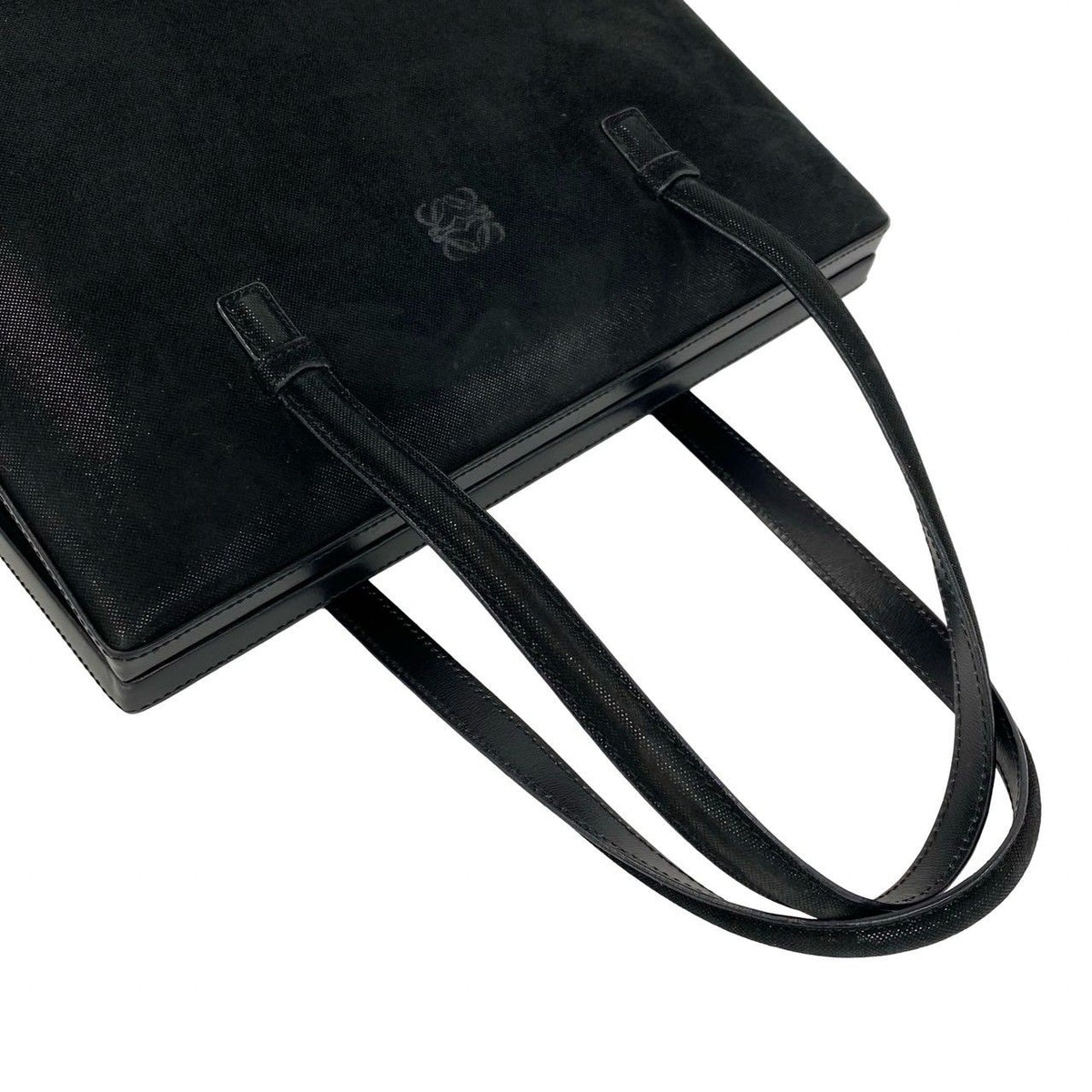 Loewe Vintage Anagram Logo Suede Leather Handbag Mini Tote Black — view 4