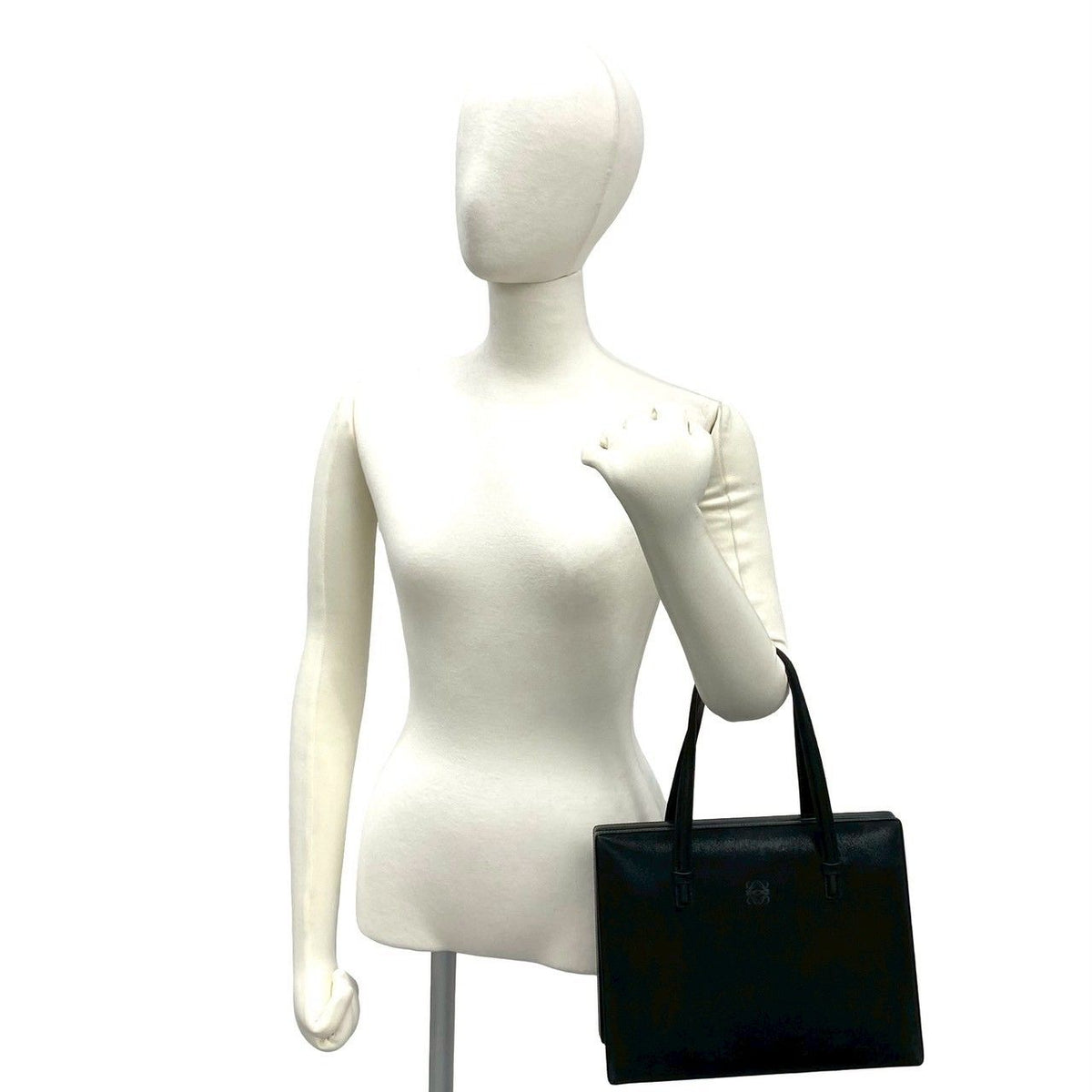 Loewe Vintage Anagram Logo Suede Leather Handbag Mini Tote Black — view 2
