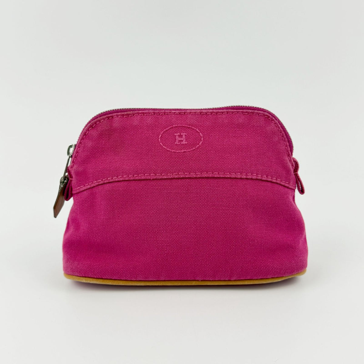 Hermes Bolide Pouch Logo Canvas Pink Vintage
