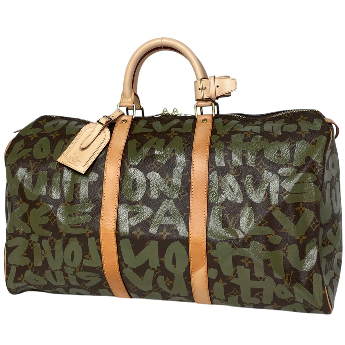Louis Vuitton Keepall 50 Boston Bag Monogram Graffiti Khaki Brown