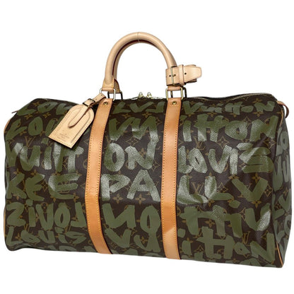 Louis Vuitton Keepall 50 Boston Bag Monogram Graffiti Khaki Brown