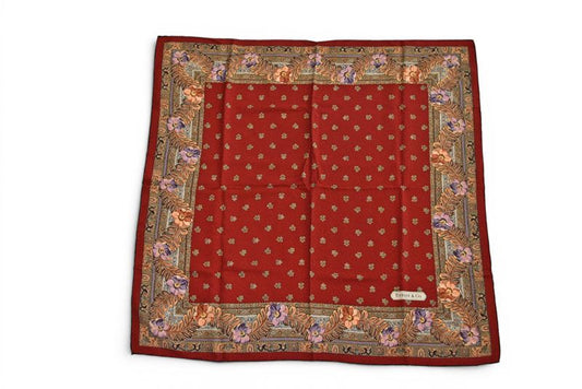 Tiffany & Co Scarf Silk Vintage Flower Motif Red Multi