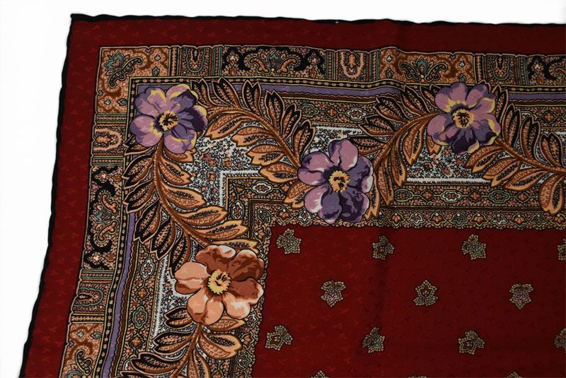 Tiffany & Co Scarf Silk Vintage Flower Motif Red Multi — view 6