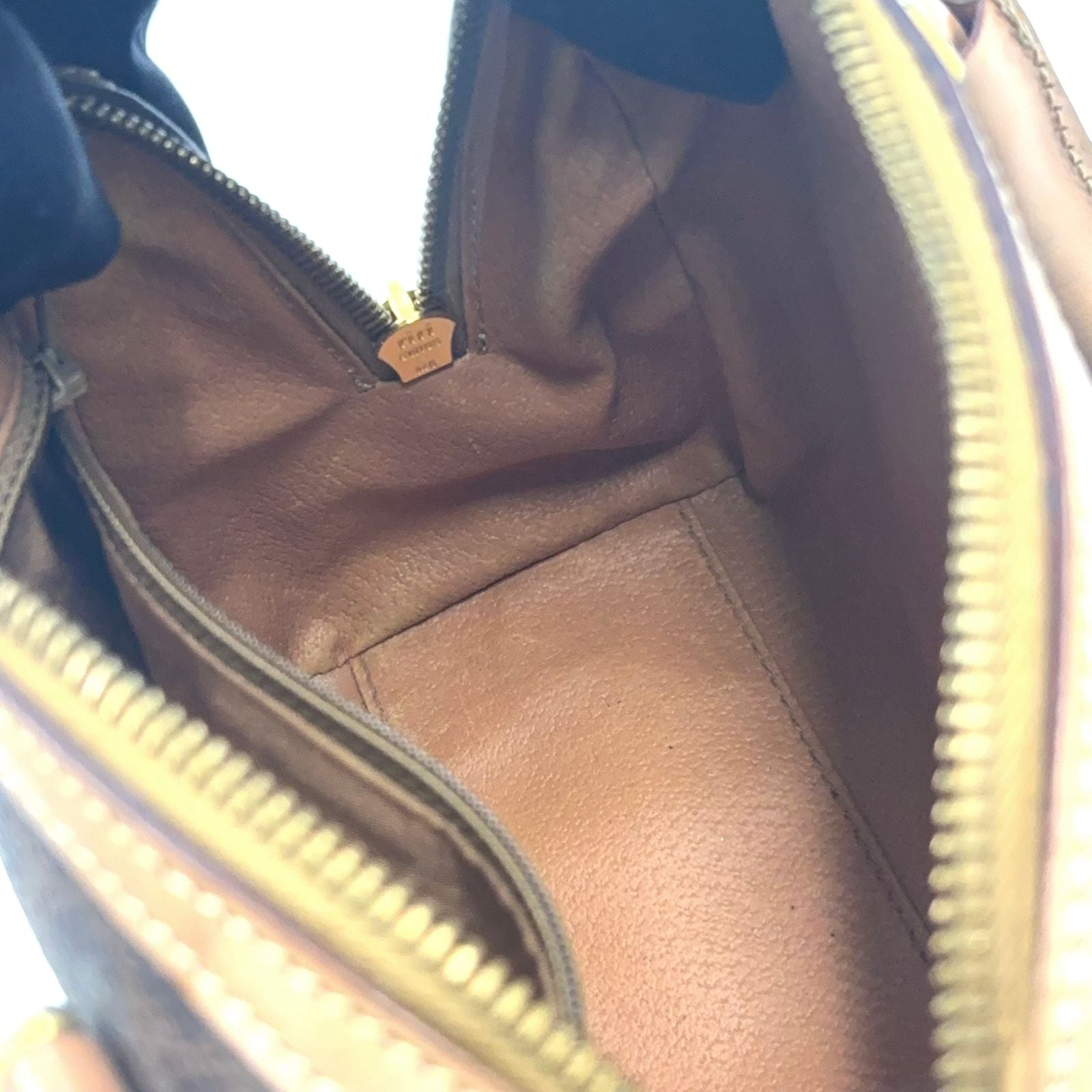 Celine Macadam Pattern Mini Boston Leather Brown Handbag Gold — view 6
