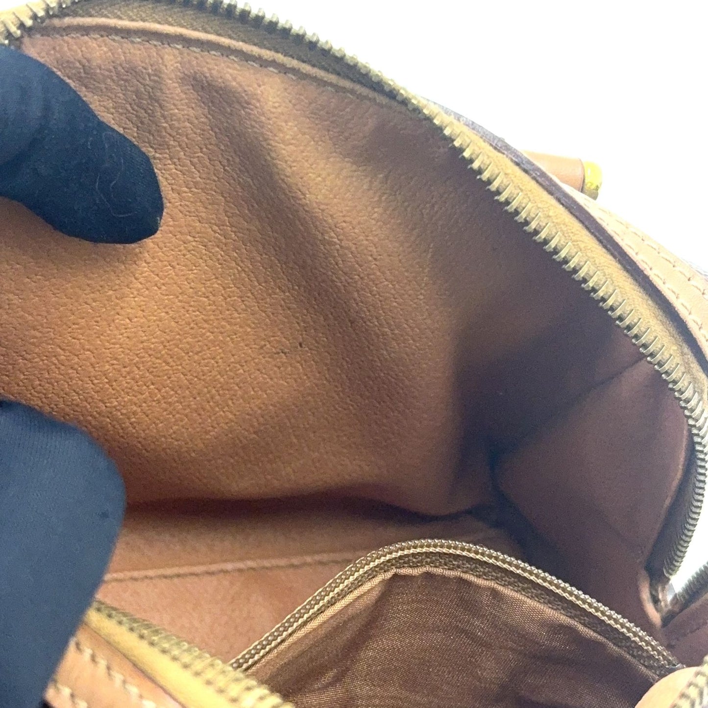 Celine Macadam Pattern Mini Boston Leather Brown Handbag Gold — view 5