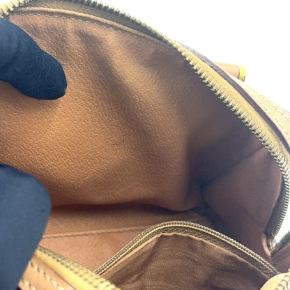 Celine Macadam Pattern Mini Boston Leather Brown Handbag Gold — view 5