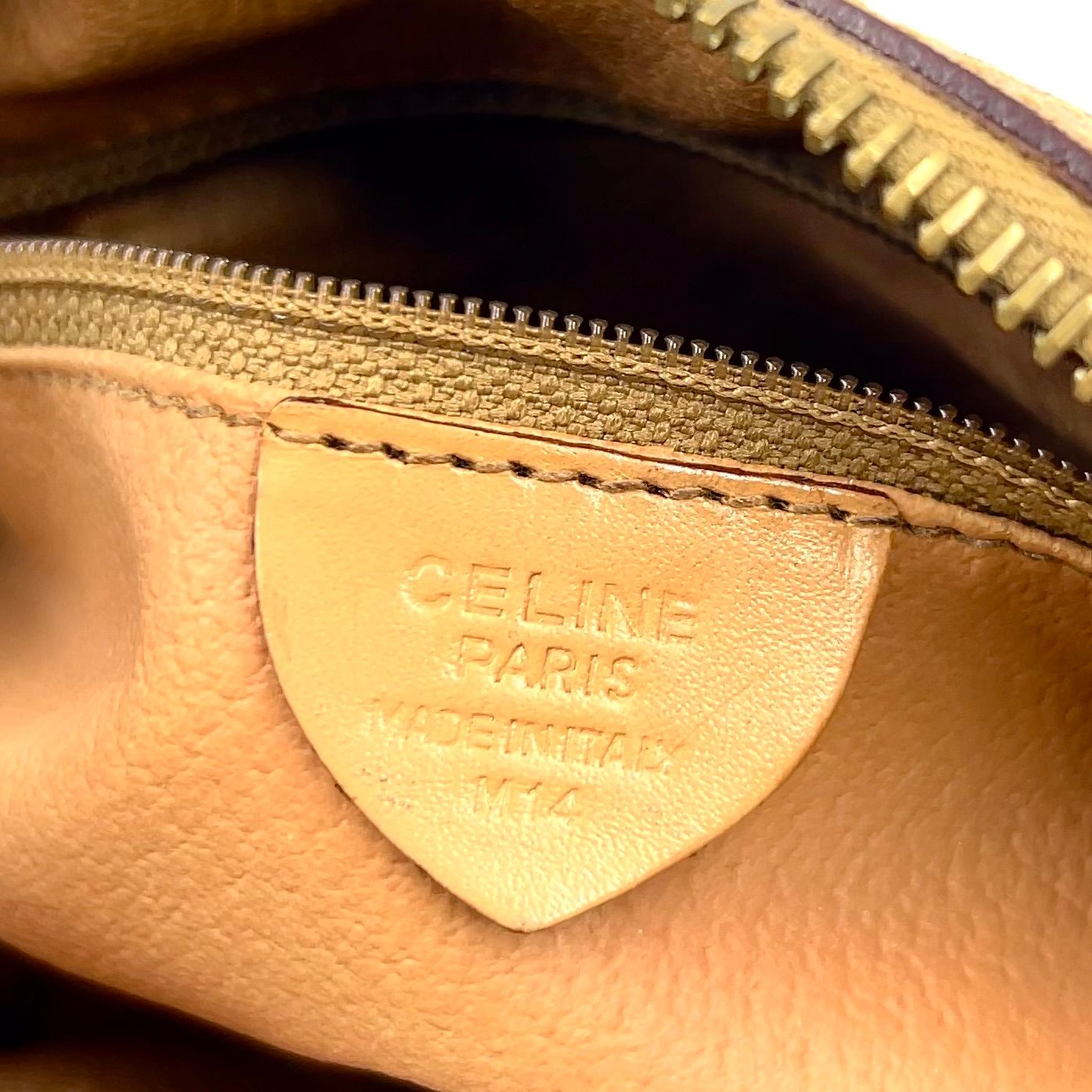 Celine Macadam Pattern Mini Boston Leather Brown Handbag Gold — view 4