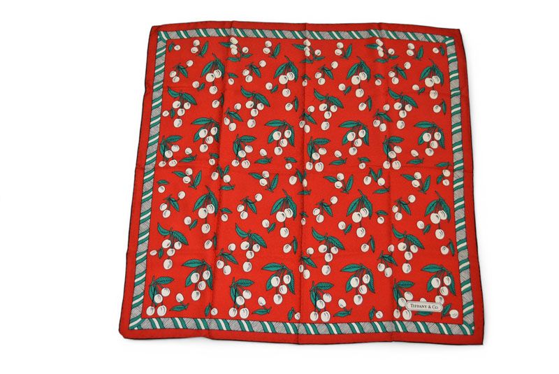 Tiffany & Co Scarf Silk Vintage Cherry Red Multi