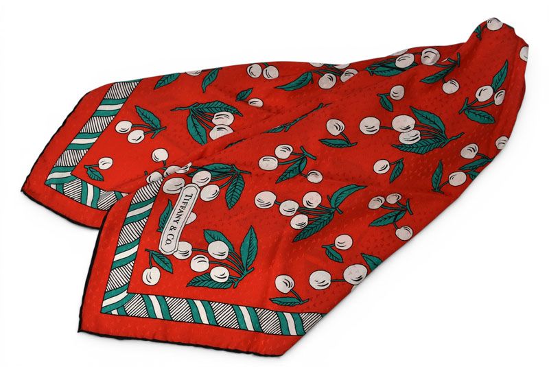 Tiffany & Co Scarf Silk Vintage Cherry Red Multi — view 6