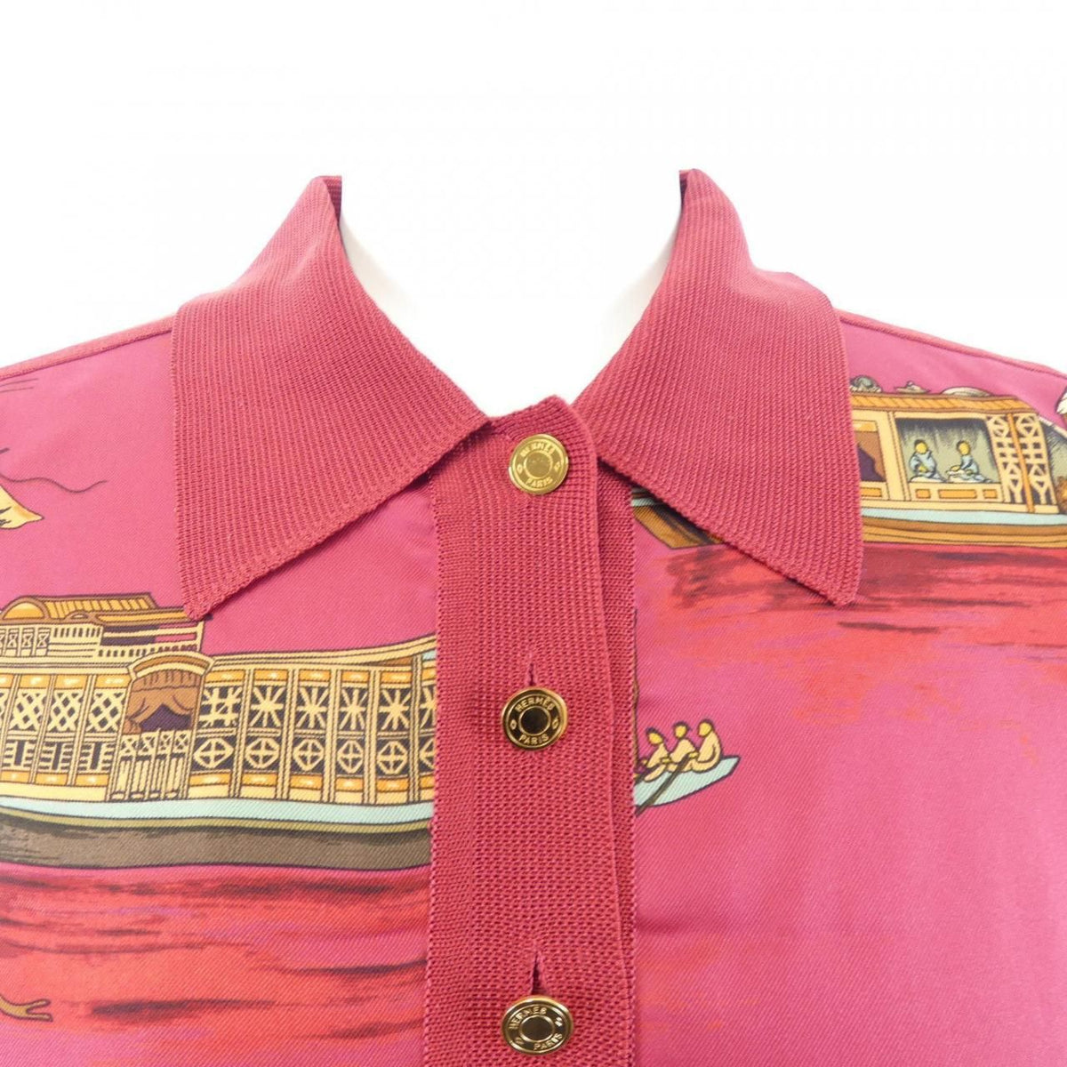 Hermes Vintage Jonques Et Sampans Twill Lane Polo — view 4