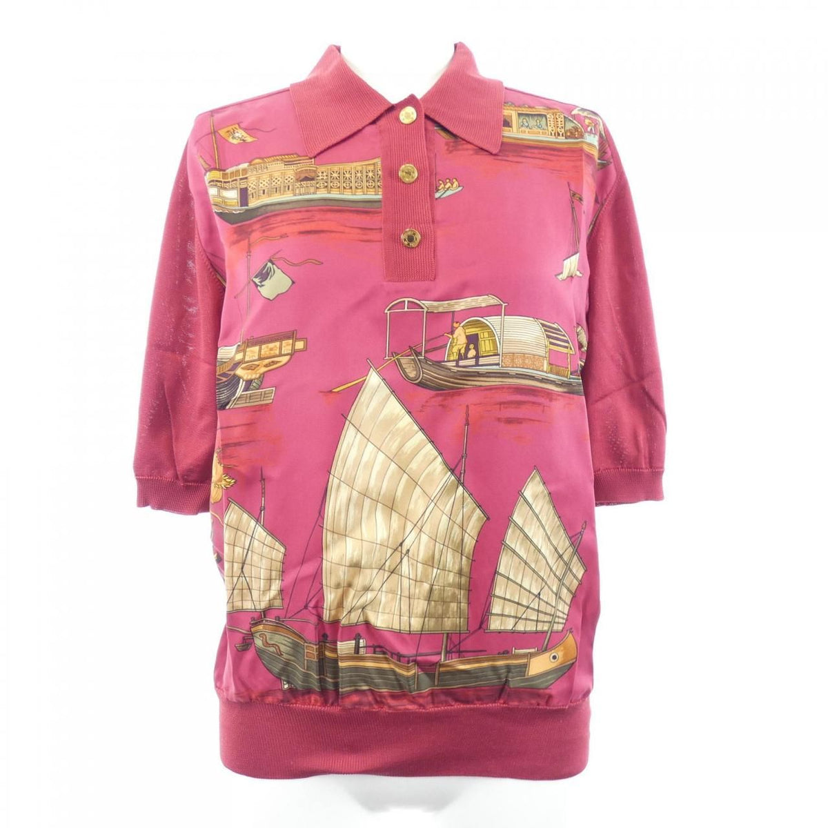 Hermes Vintage Jonques Et Sampans Twill Lane Polo