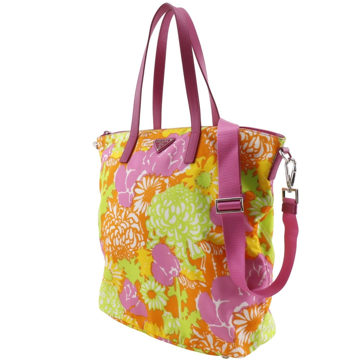Prada 2-Way Shoulder Floral Nylon Pink Tote Bag — view 2
