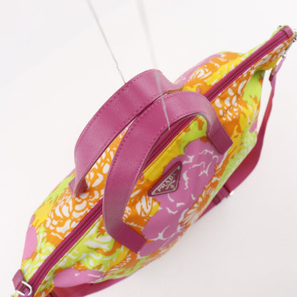 Prada 2-Way Shoulder Floral Nylon Pink Tote Bag — view 5