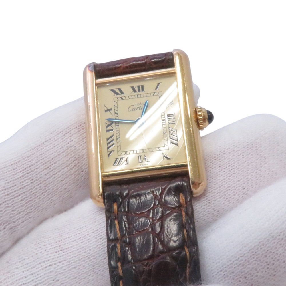 Cartier Must Tank SM 925 Sterling Silver Watch Ivory Dial — view 4