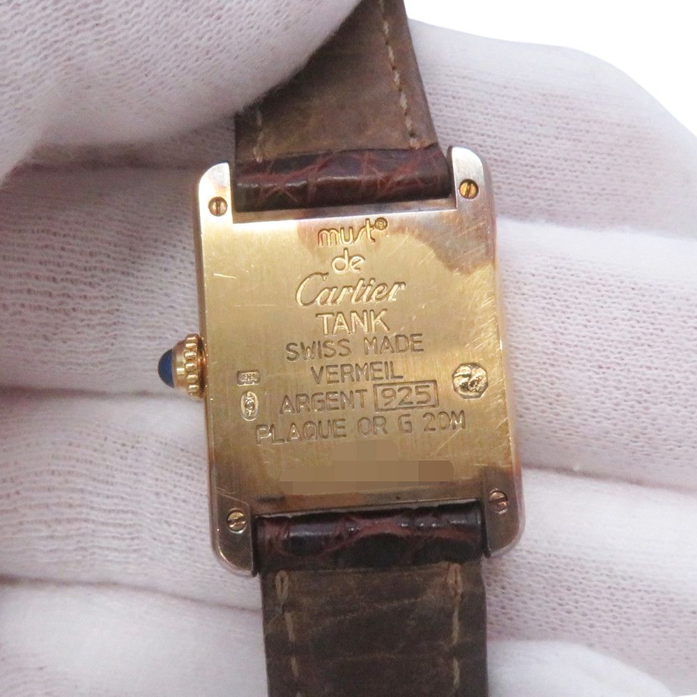 Cartier Must Tank SM 925 Sterling Silver Watch Ivory Dial — view 6