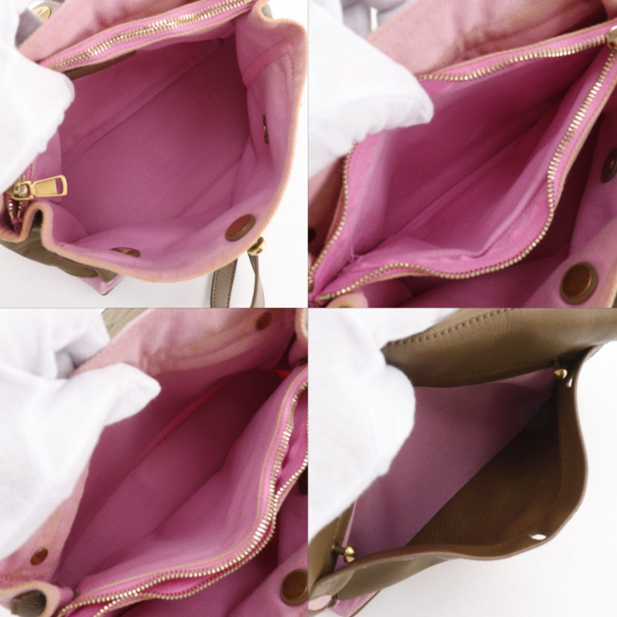 Saint Laurent 2-Way Shoulder Leather Canvas Brown Pink Handbag — view 5