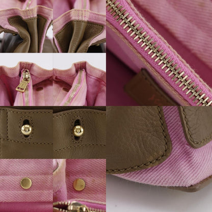 Saint Laurent 2-Way Shoulder Leather Canvas Brown Pink Handbag — view 8