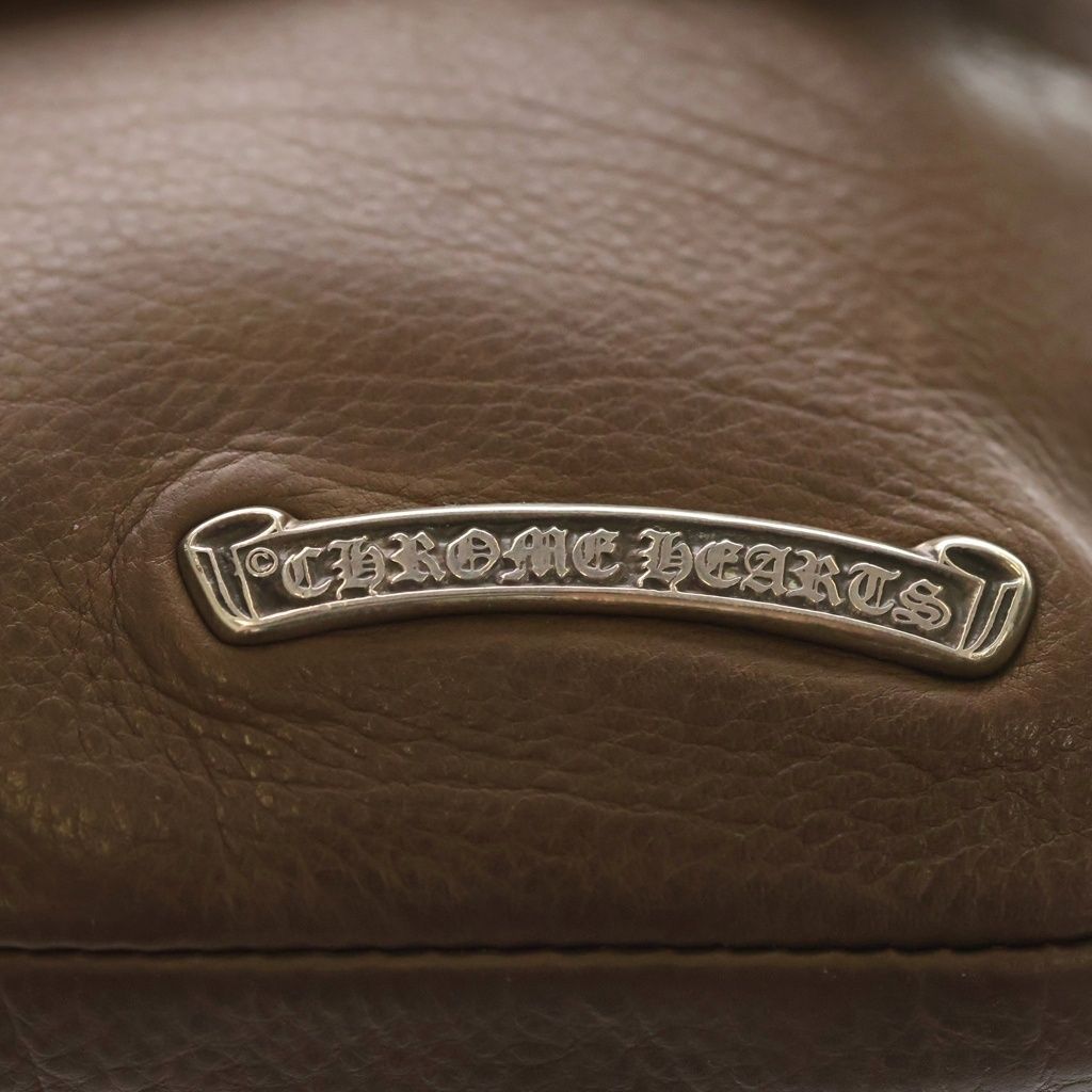 Chrome Hearts Hot Pot Cross Ball Button Leather Shoulder Bag Brown Silver — view 6