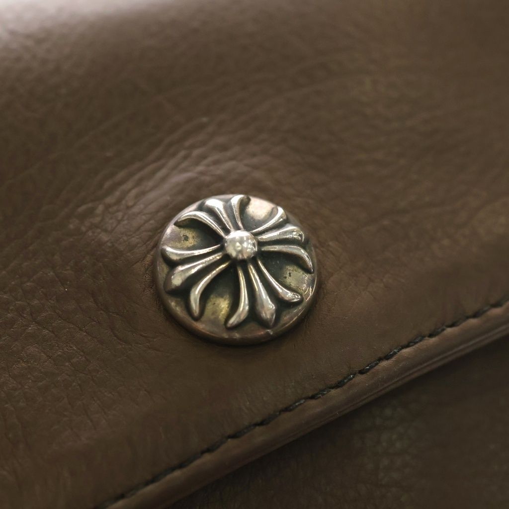 Chrome Hearts Hot Pot Cross Ball Button Leather Shoulder Bag Brown Silver — view 7