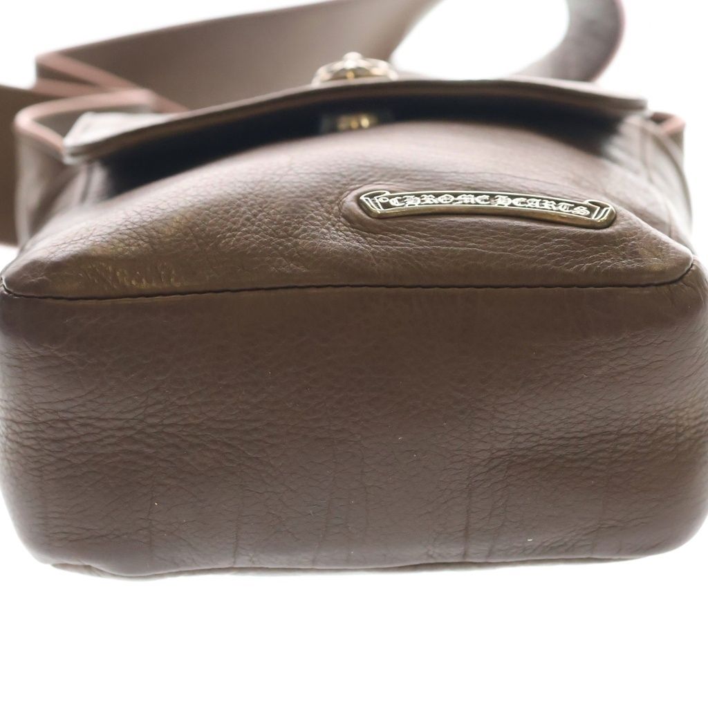 Chrome Hearts Hot Pot Cross Ball Button Leather Shoulder Bag Brown Silver — view 4