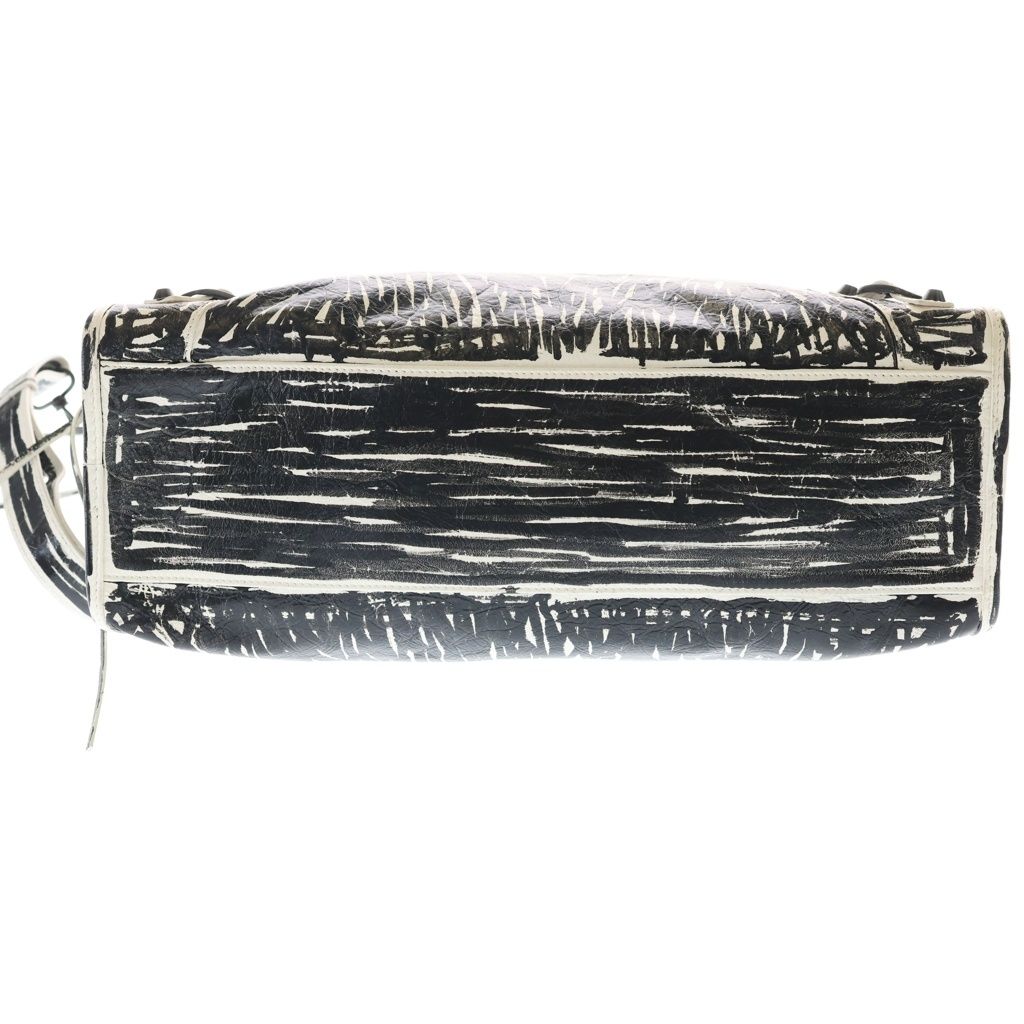 Balenciaga le City Bag White Snow Semi Shiny Arena Lambskin Black Mark Print — view 4