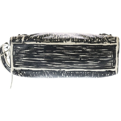 Balenciaga le City Bag White Snow Semi Shiny Arena Lambskin Black Mark Print — view 4