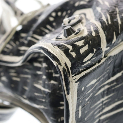 Balenciaga le City Bag White Snow Semi Shiny Arena Lambskin Black Mark Print — view 5