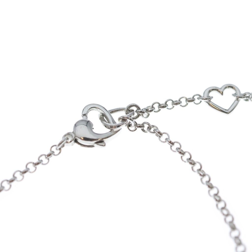 Dior Logo Rhinestone Heart Pendant Chain Silver — view 4