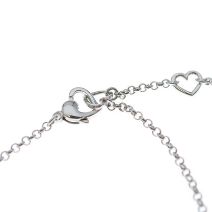 Dior Logo Rhinestone Heart Pendant Chain Silver — view 4