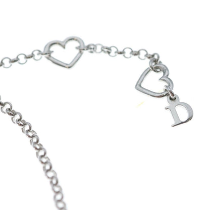 Dior Logo Rhinestone Heart Pendant Chain Silver — view 5