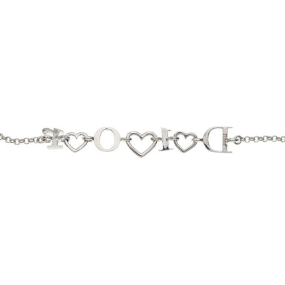 Dior Logo Rhinestone Heart Pendant Chain Silver — view 6