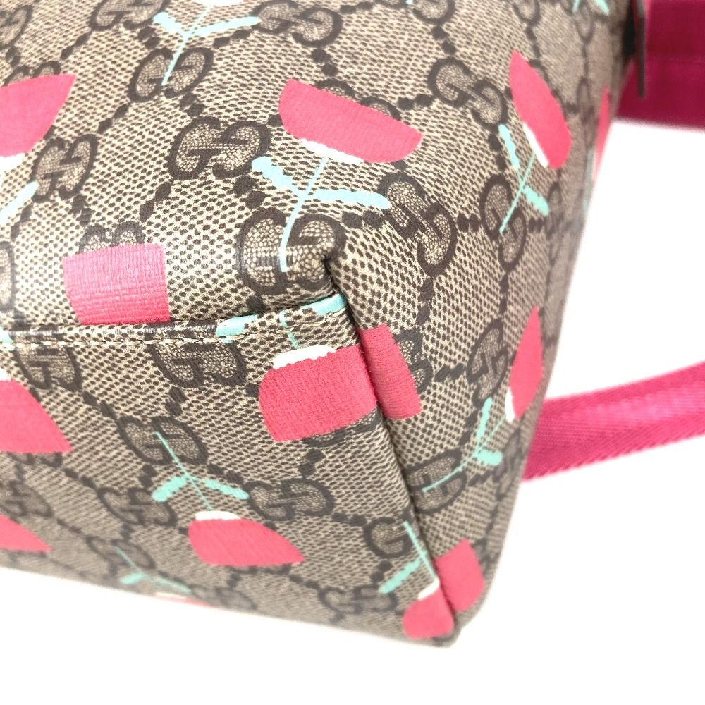 Gucci Backpack Logo Flower Tulip GG Supreme Canvas Beige — view 6