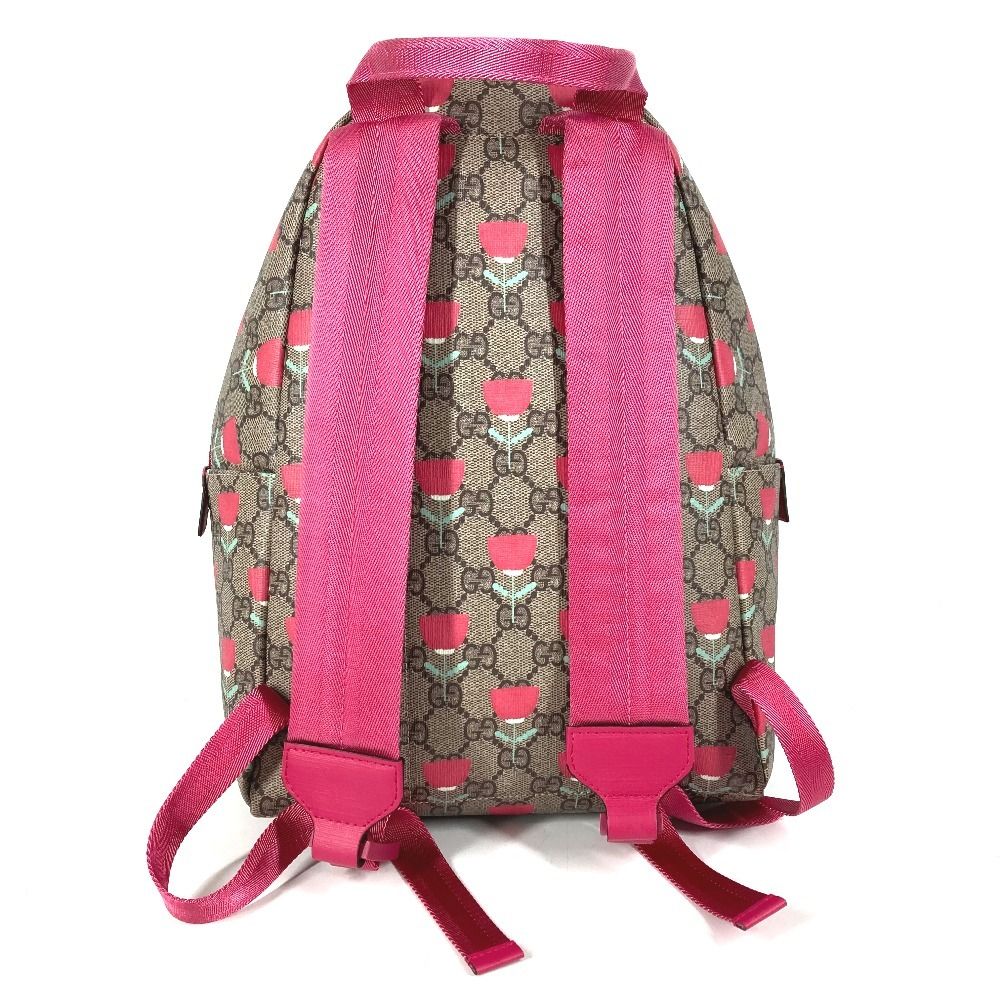 Gucci Backpack Logo Flower Tulip GG Supreme Canvas Beige — view 2