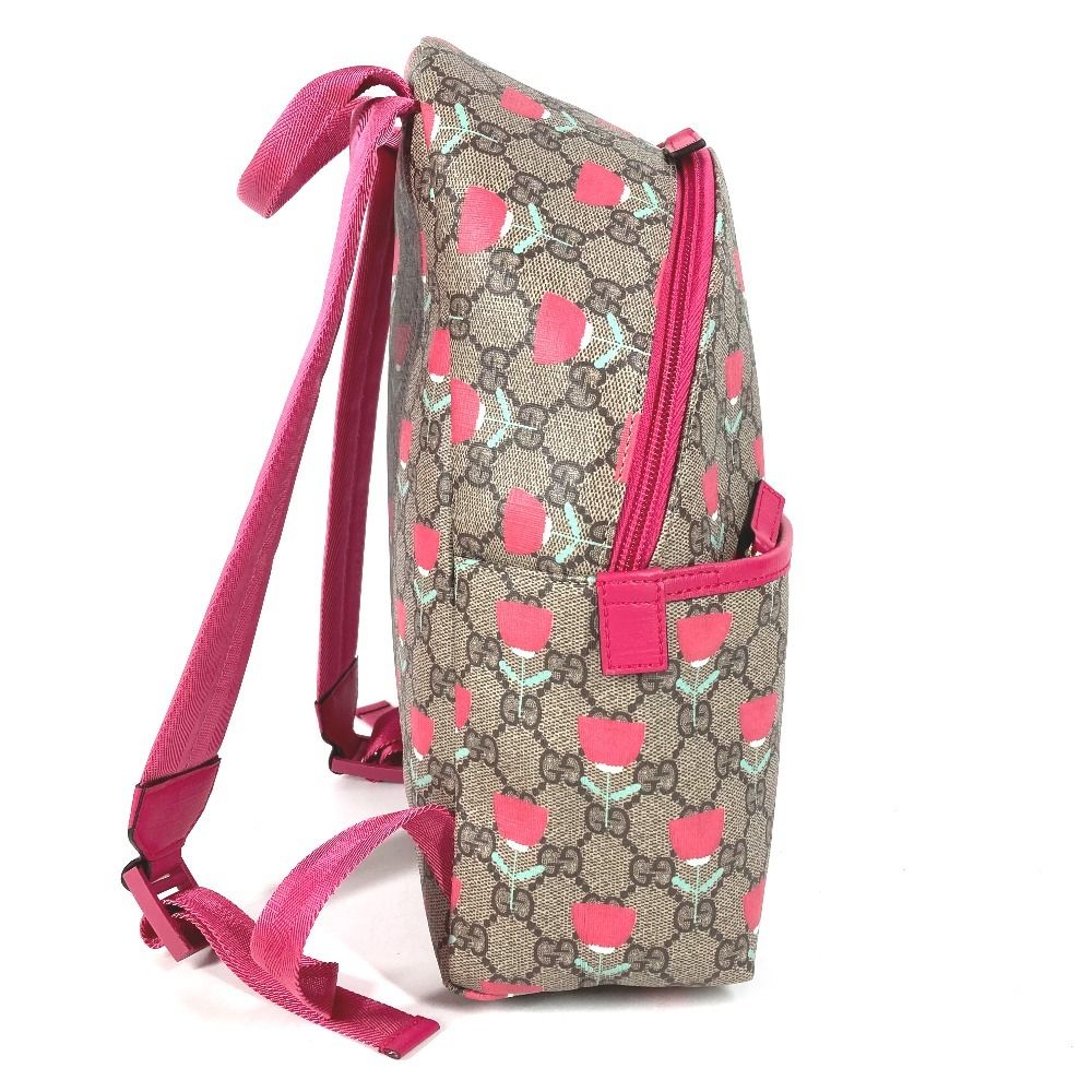 Gucci Backpack Logo Flower Tulip GG Supreme Canvas Beige — view 4