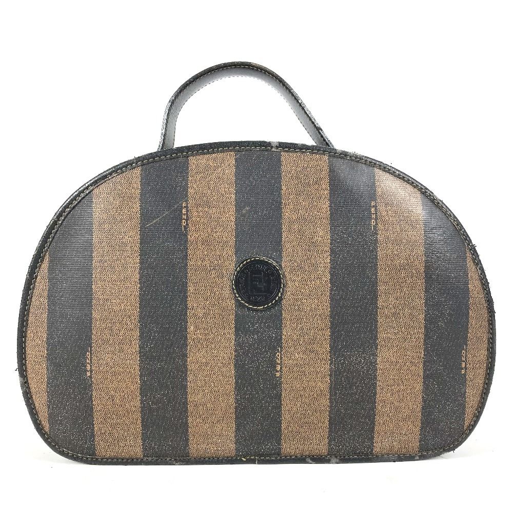Fendi Handbag Pecan Logo Leather Khaki