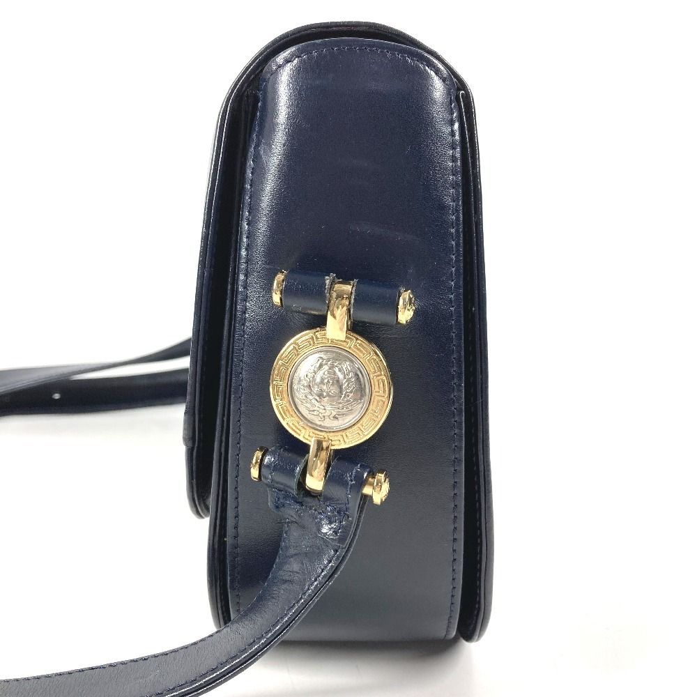 Versace Shoulder Bag Medusa Logo Leather Navy — view 3