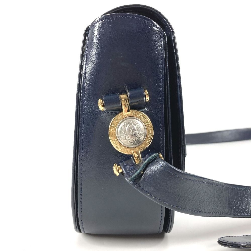 Versace Shoulder Bag Medusa Logo Leather Navy — view 4