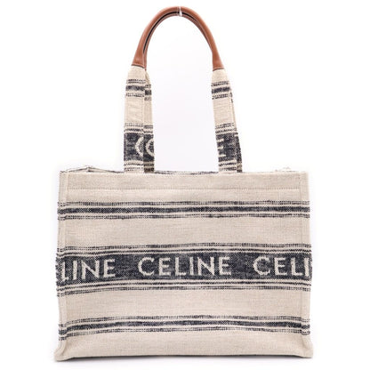 Celine Cabas Thais Large Logo Canvas Tote Bag Beige Navy Ivory