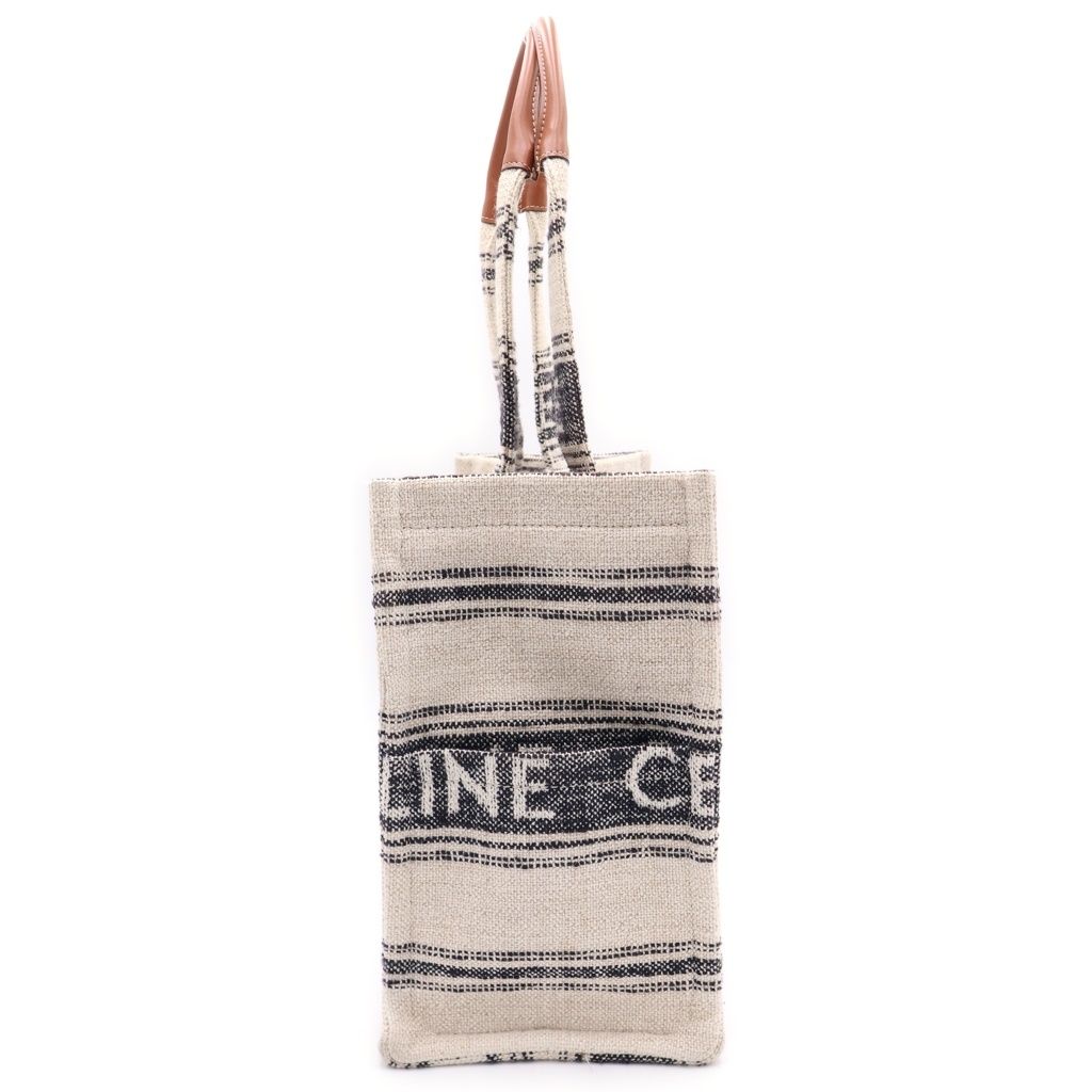 Celine Cabas Thais Large Logo Canvas Tote Bag Beige Navy Ivory — view 3