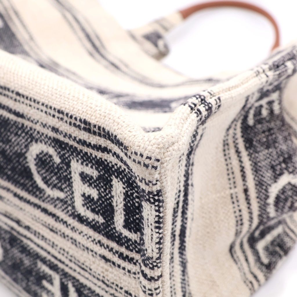 Celine Cabas Thais Large Logo Canvas Tote Bag Beige Navy Ivory — view 5