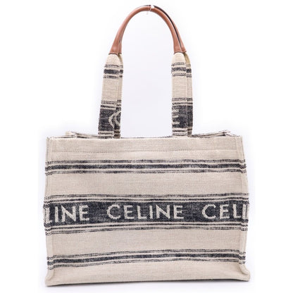 Celine Cabas Thais Large Logo Canvas Tote Bag Beige Navy Ivory — view 2