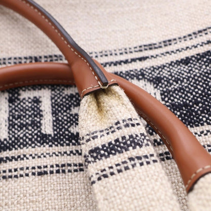 Celine Cabas Thais Large Logo Canvas Tote Bag Beige Navy Ivory — view 7