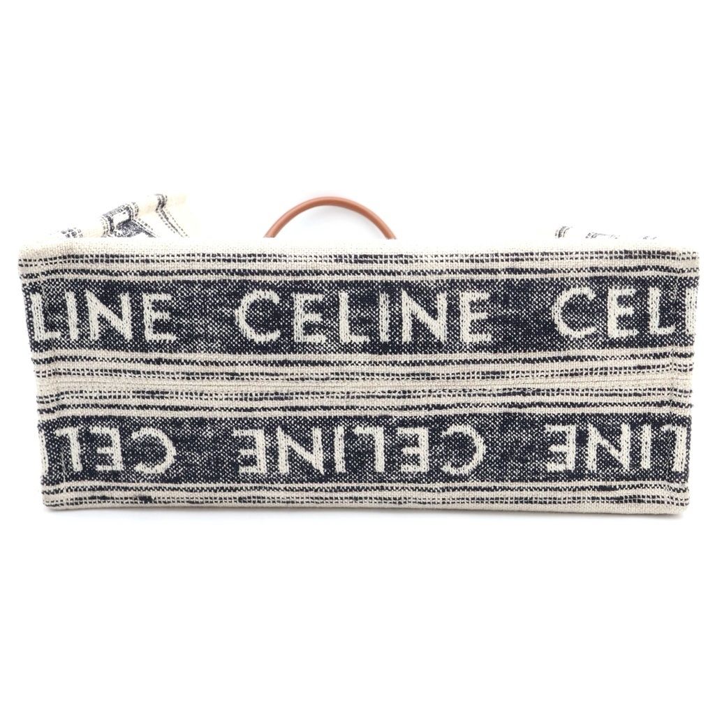 Celine Cabas Thais Large Logo Canvas Tote Bag Beige Navy Ivory — view 4