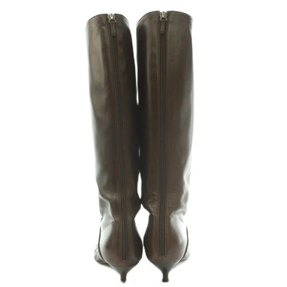 Bottega Veneta Intrecciato Long Boots Pointed Toe Low Heels Leather One Color — view 3