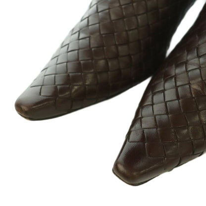 Bottega Veneta Intrecciato Long Boots Pointed Toe Low Heels Leather One Color — view 4
