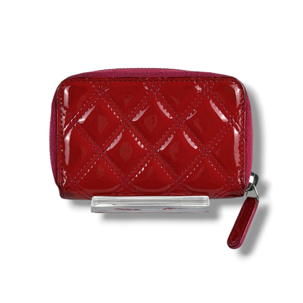 Chanel CC Logo Quilted Fragment Case Round Zip Coin Card Mini Wallet Pink — view 4