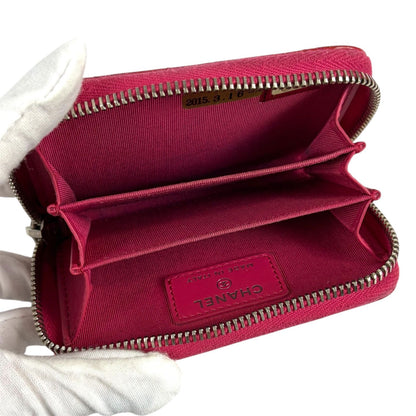 Chanel CC Logo Quilted Fragment Case Round Zip Coin Card Mini Wallet Pink — view 8