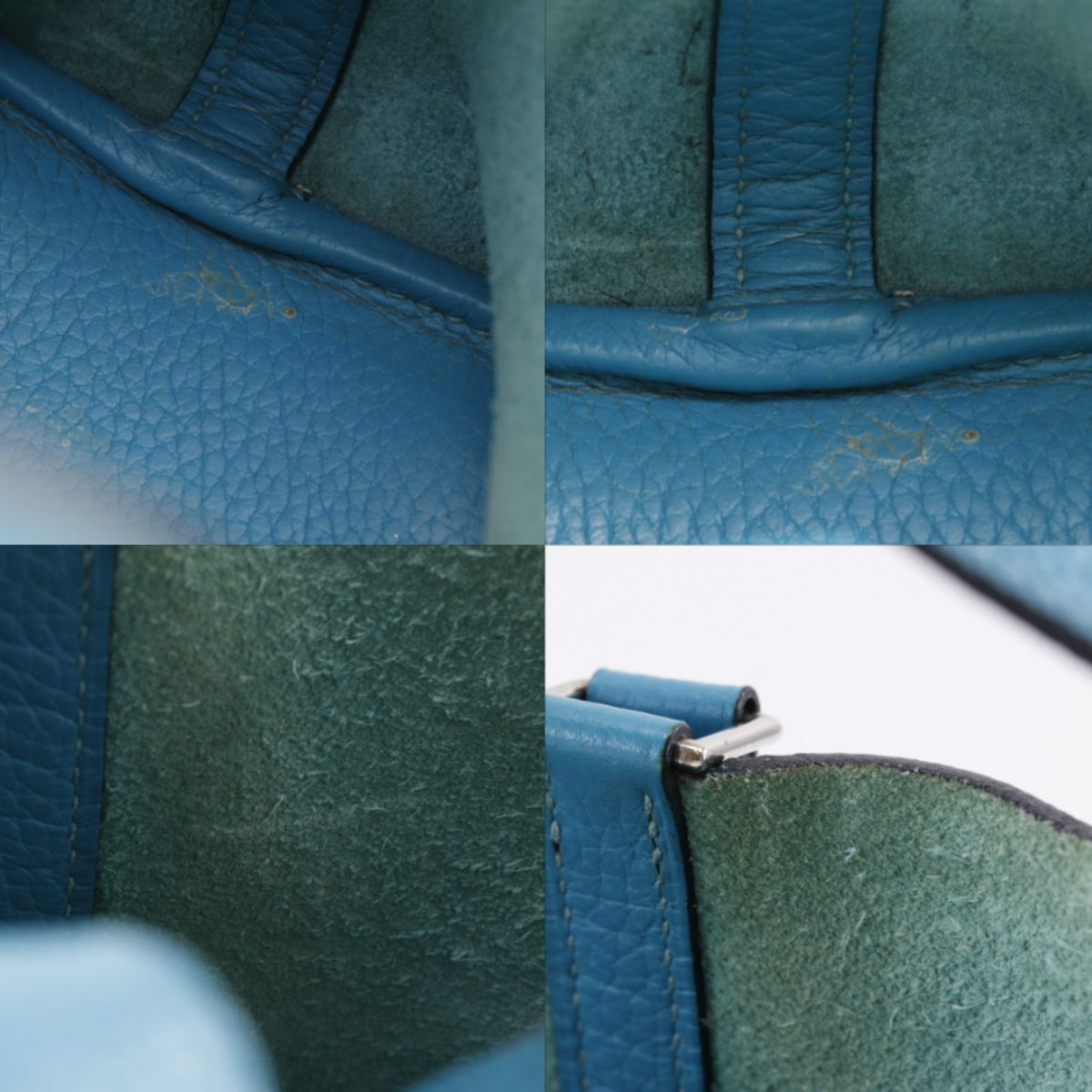 Hermes Picotin Lock 18 PM Taurillon Clemence Blue Green Silver Handbag — view 7