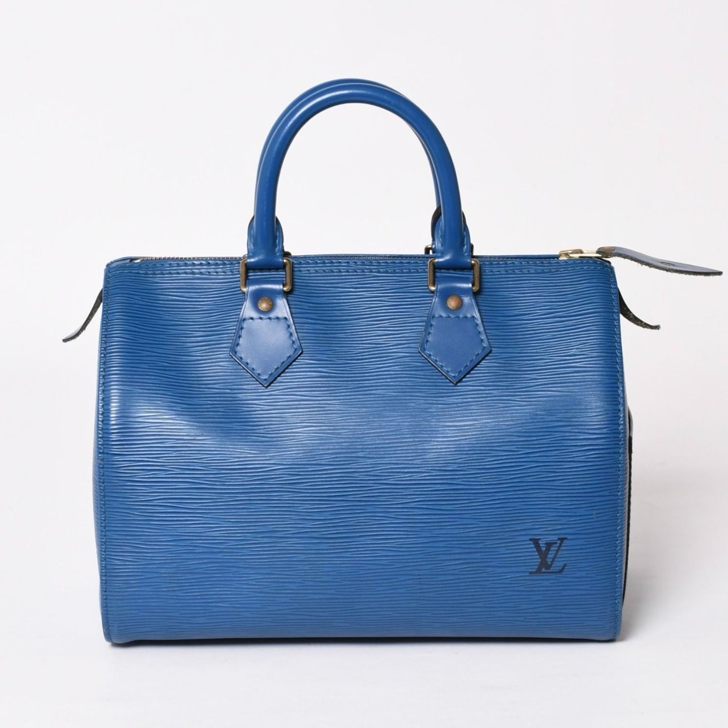 Louis Vuitton Speedy 25 Handbag Epi Leather Blue Gold